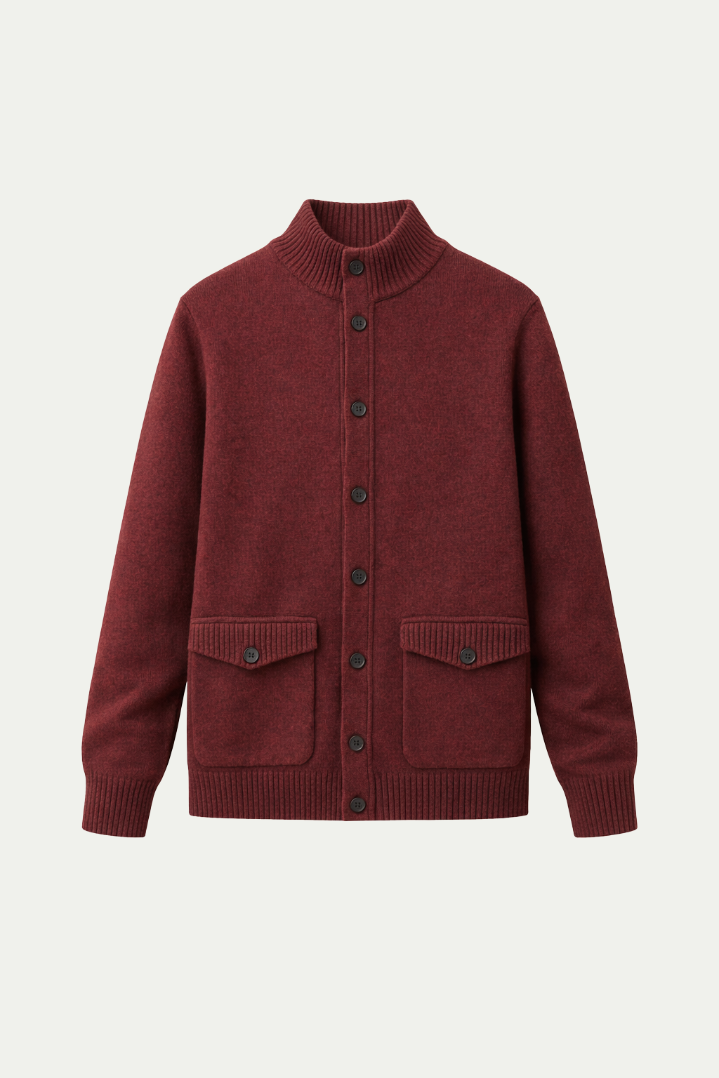 Knit Button Cardigan Marroon