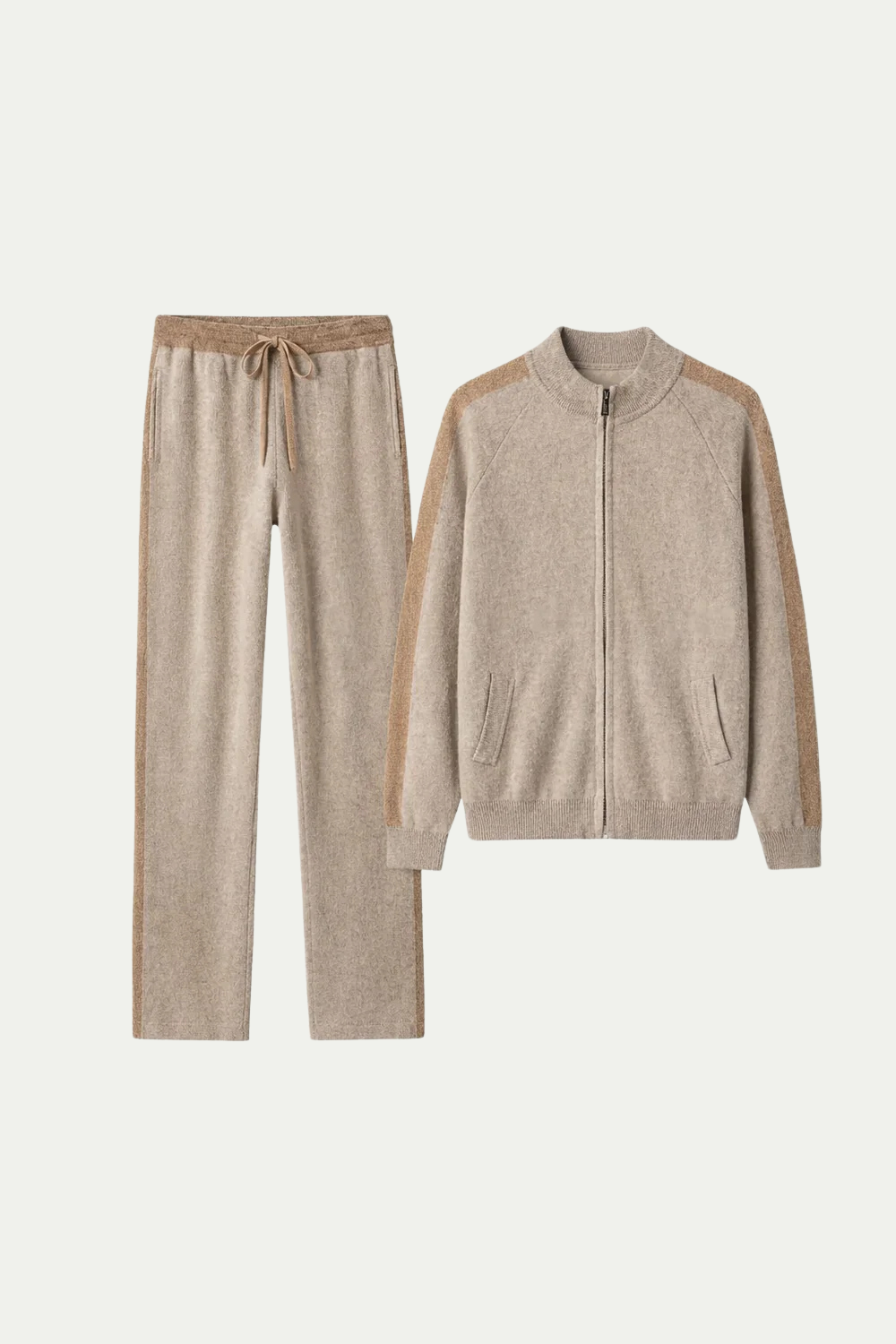 Two-Tone Knit Set Beige
