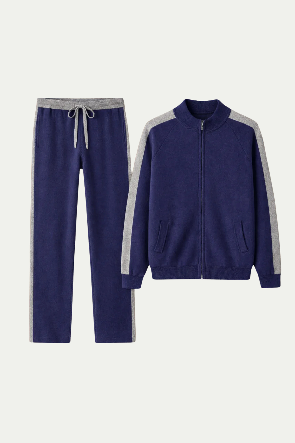 Two-Tone Knit Set Blue