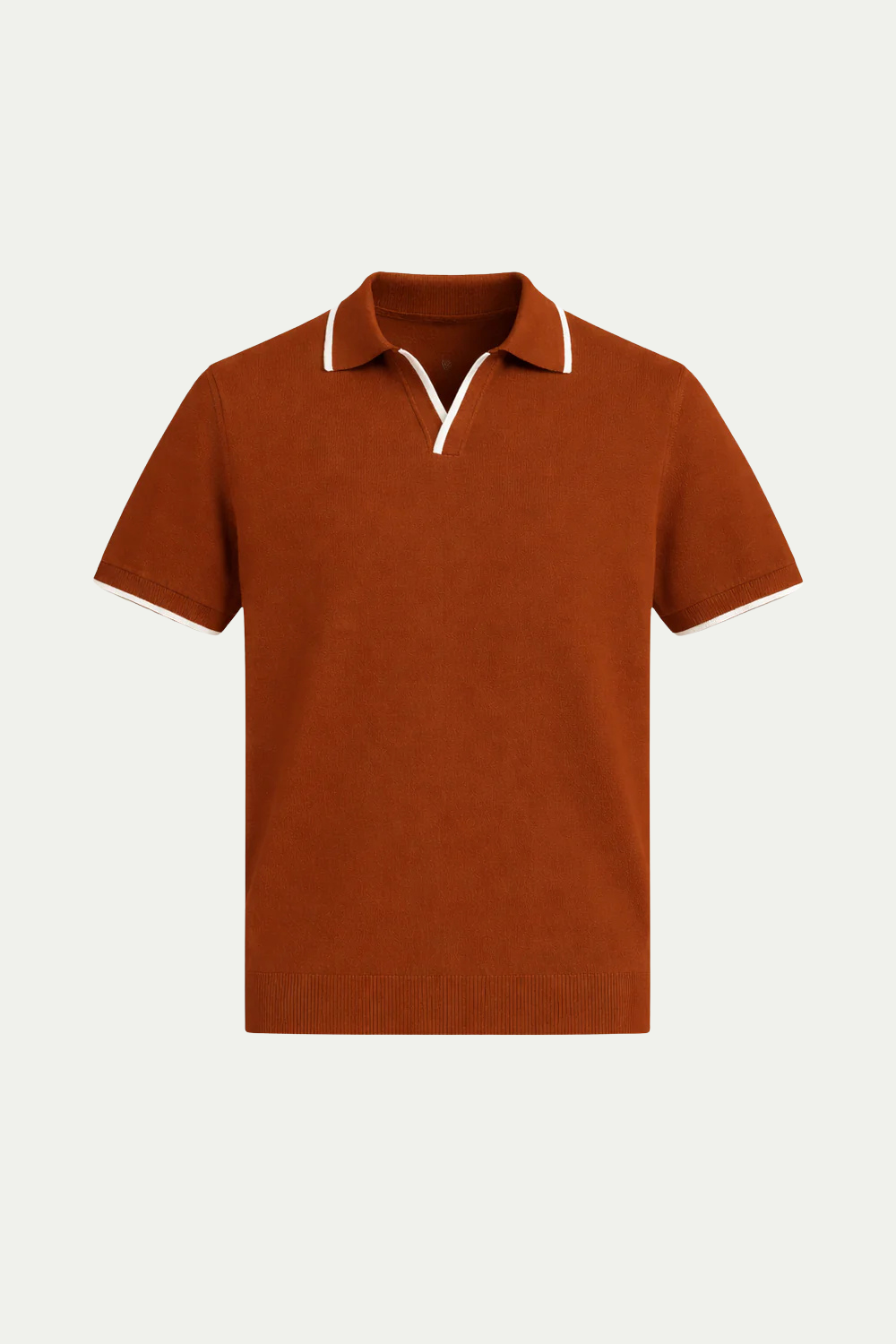 Buttonless Striped Polo Terracotta