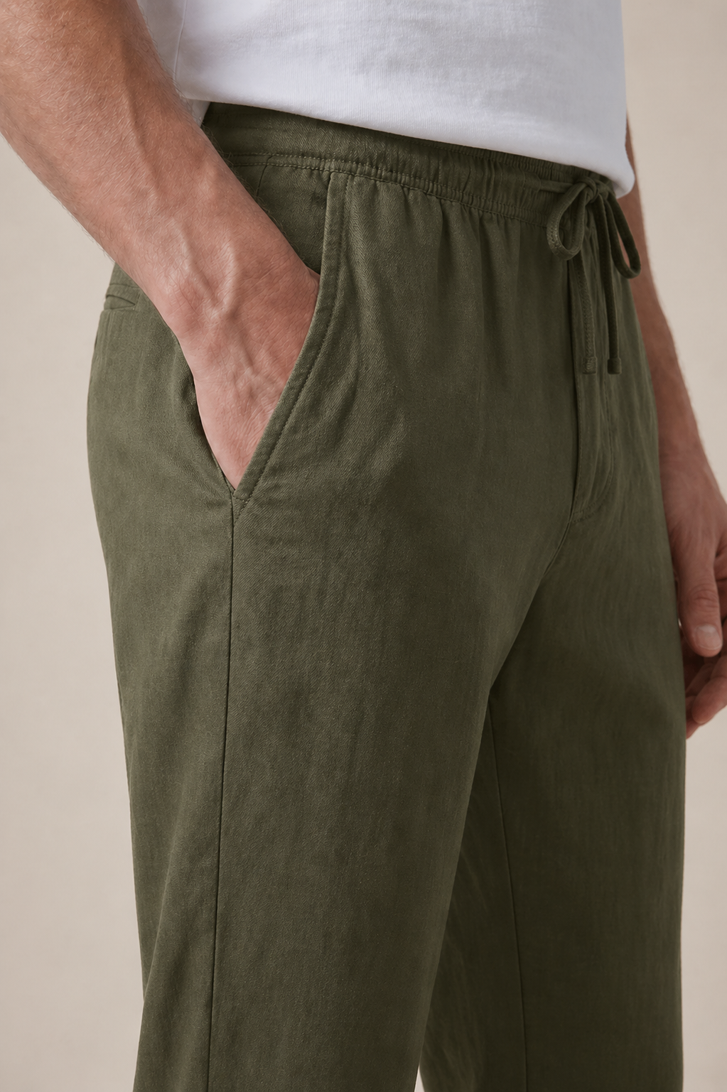 Linen Bayside Trousers Olive