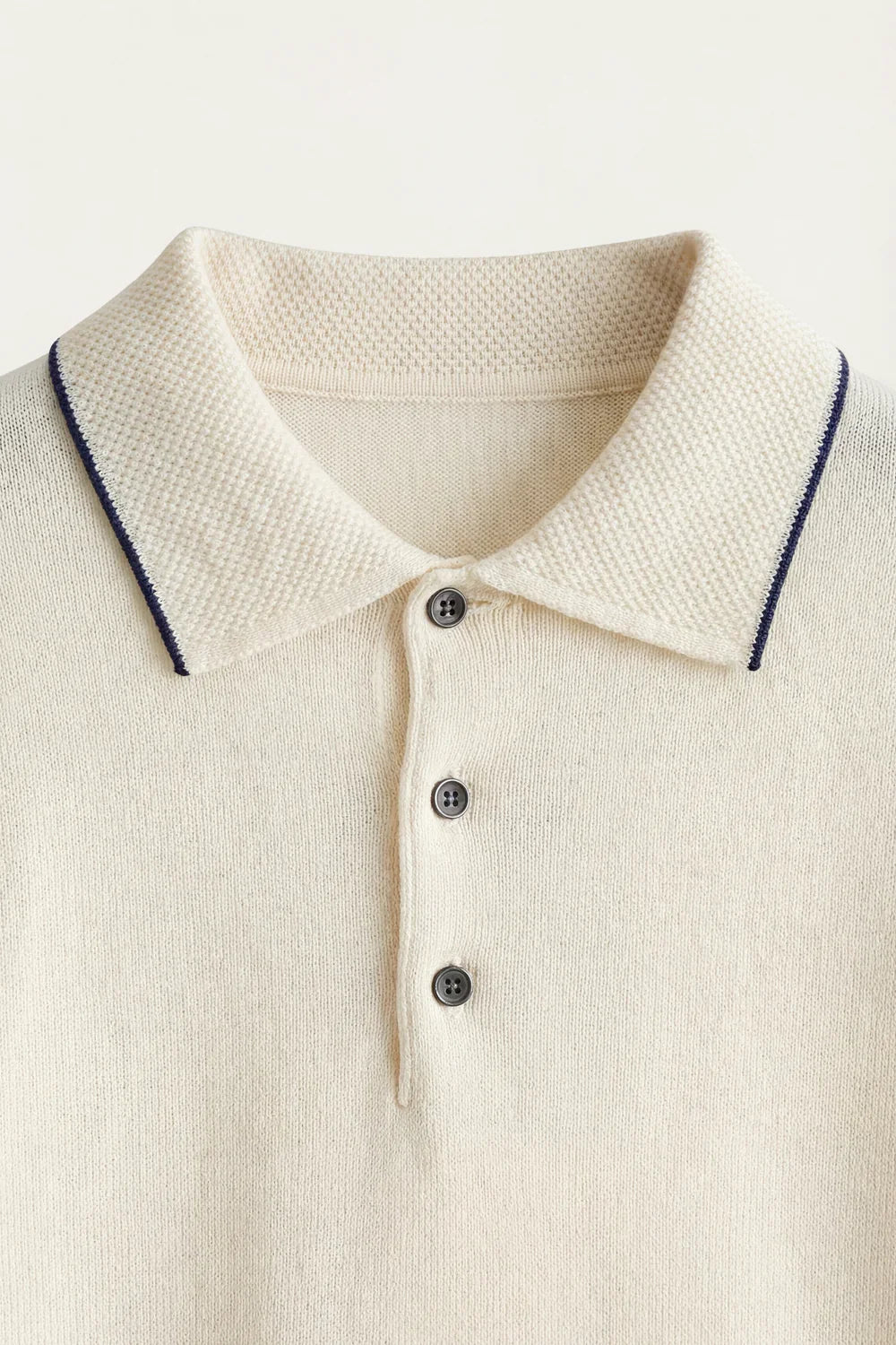 Fine Striped Knit Polo White