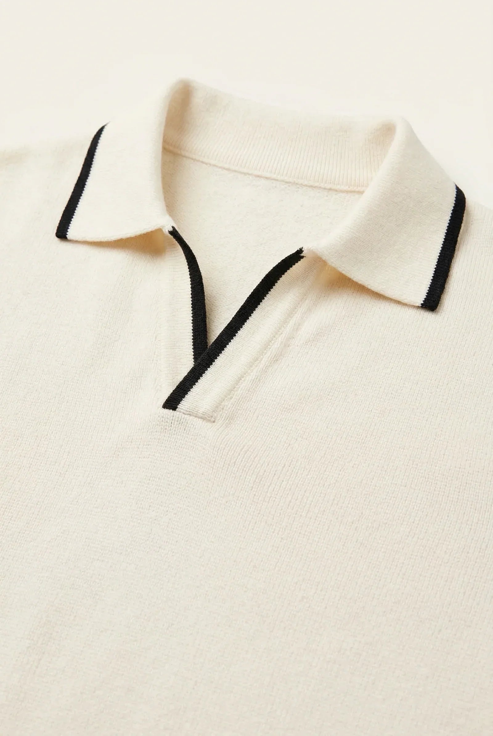 Buttonless Striped Polo Ivory