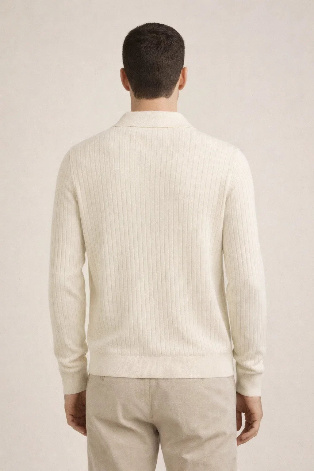 Ribbed Half-Zip Ivory