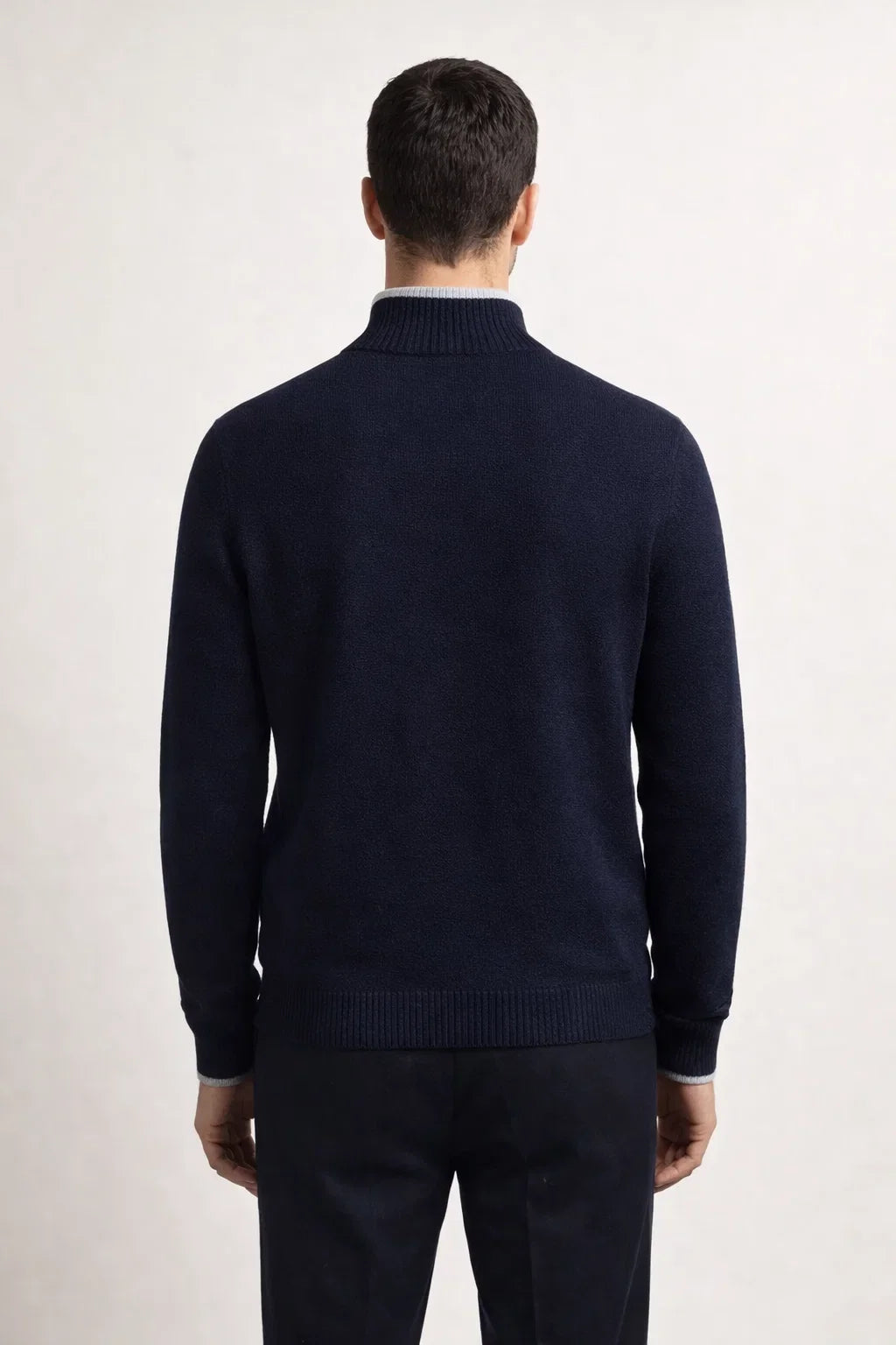 Refined Full Zip Knit Navy / Light Grey