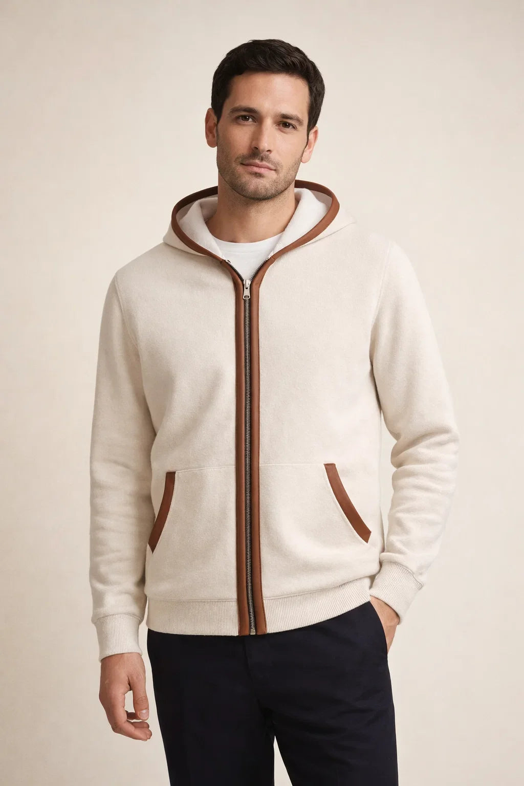 Hooded Cardigan Beige